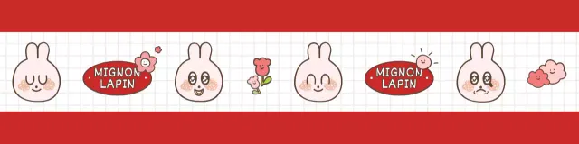 Motif d'illustration d'un lapin rouge et blanc dans un style mignon et câlin