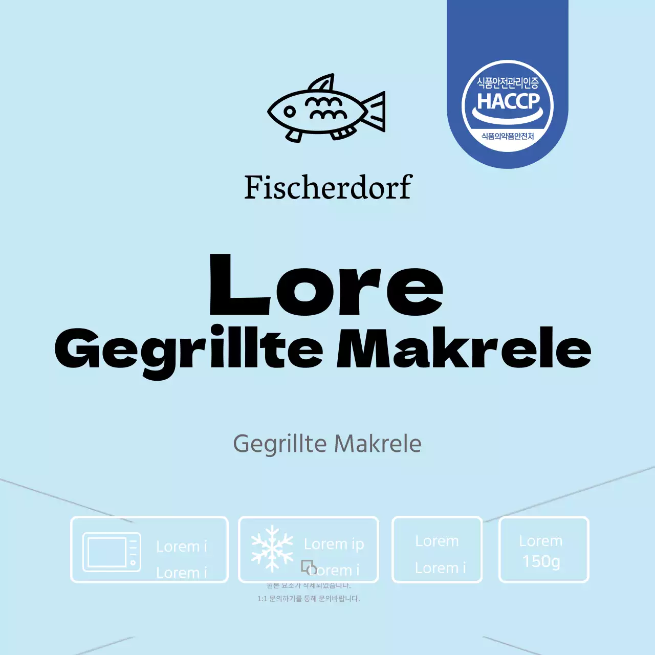 Blaue gegrillte Makrele als Beilage Verpackungsetikett