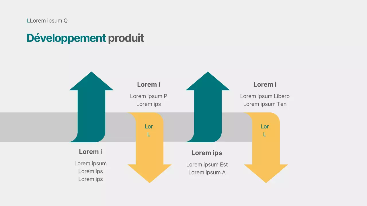 Infographie PROCESS en gris, turquoise et jaune