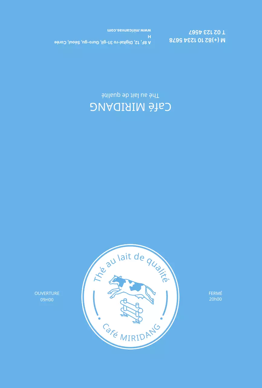 Carte postale avec timbres, bleu clair, café illustré et mignon