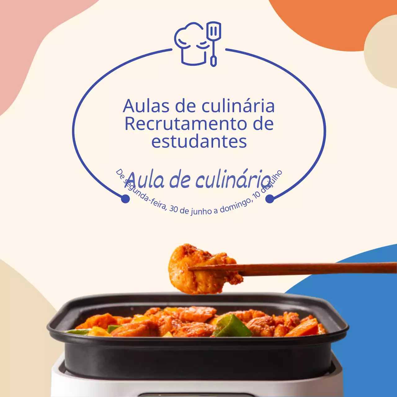 Aula de culinária azul-rosa Recrutamento Aula de culinária Promoção