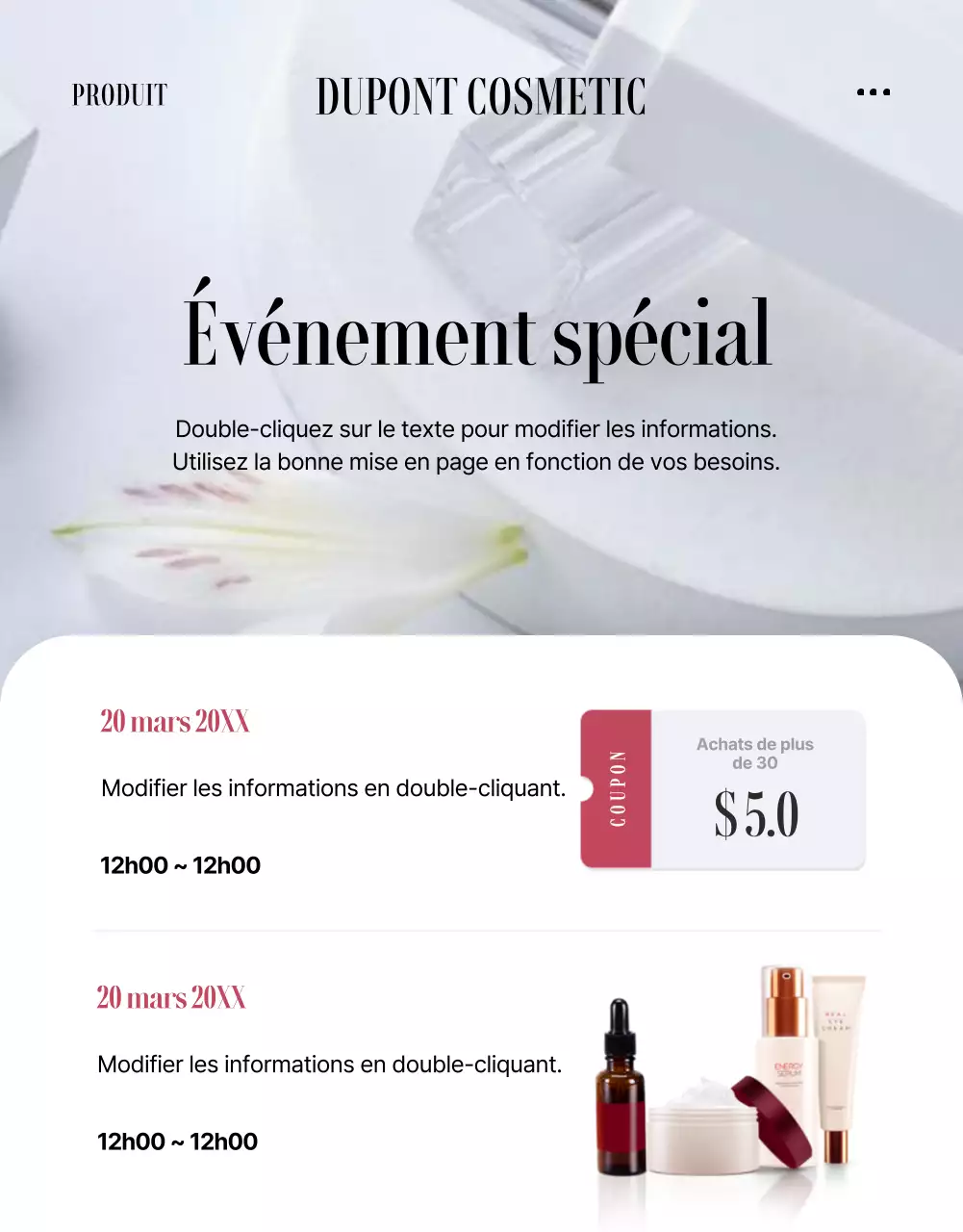 Faites la promotion de votre événement de la Journée blanche avec les tendances beauté rose et violet