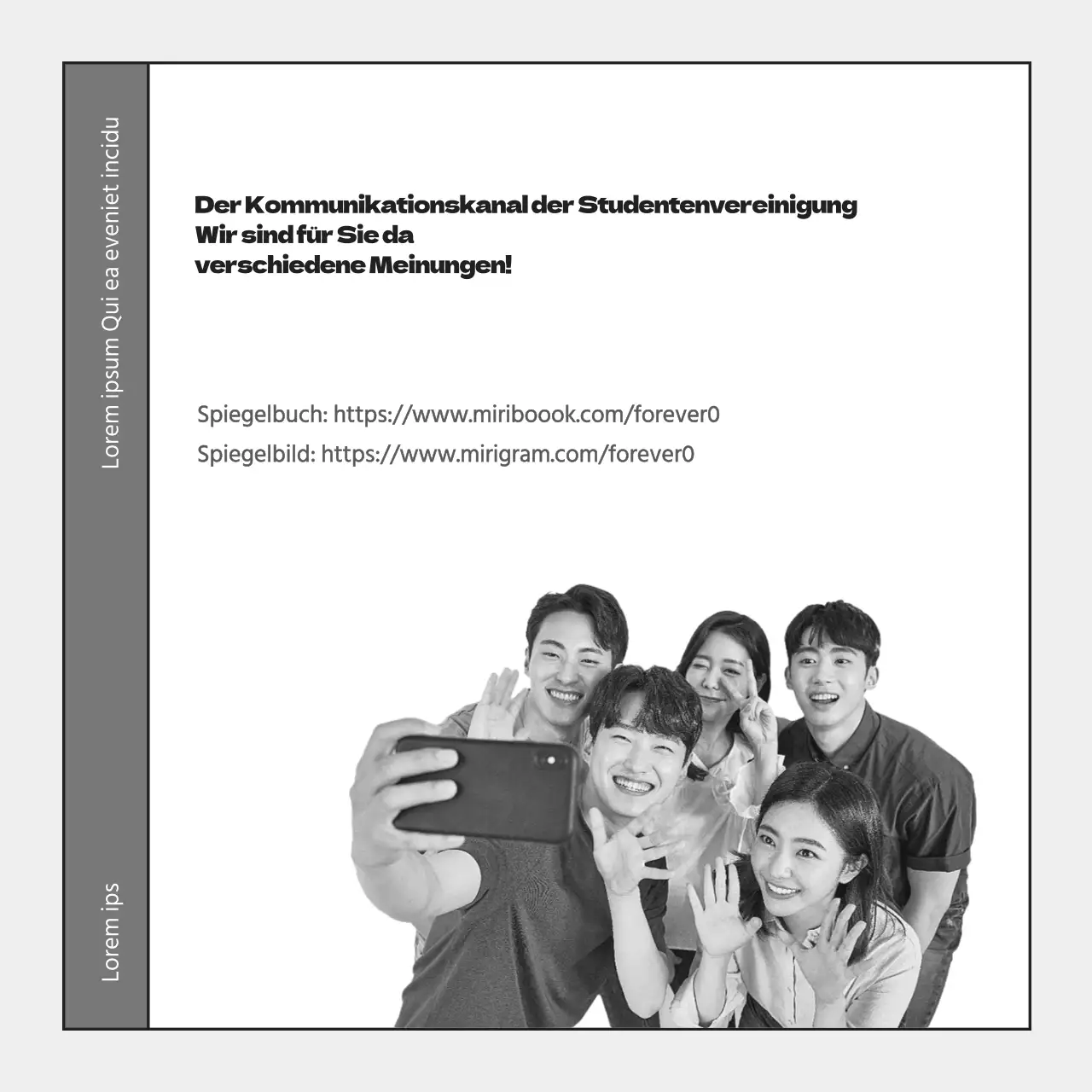 Ein einfacher grauer und schwarzer Tätigkeitsbericht der Studentenvereinigung