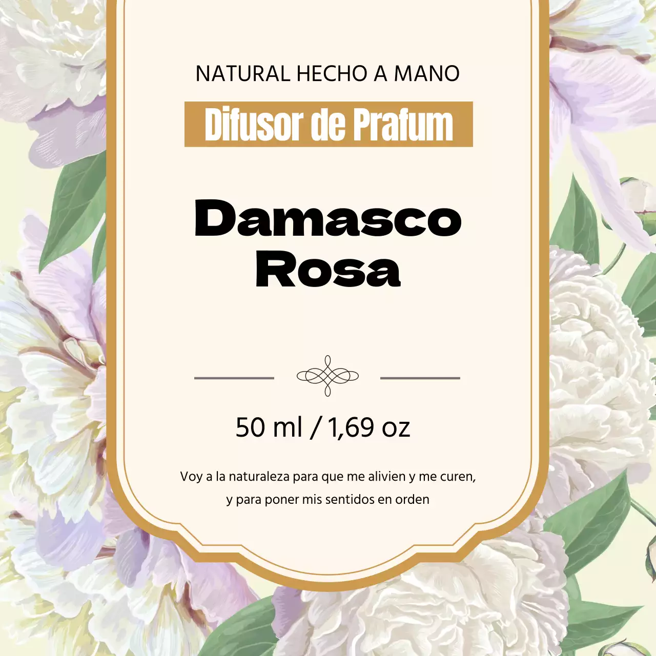 Etiqueta de perfume vintage con ilustración amarilla