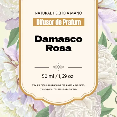 Etiqueta de perfume vintage con ilustración amarilla