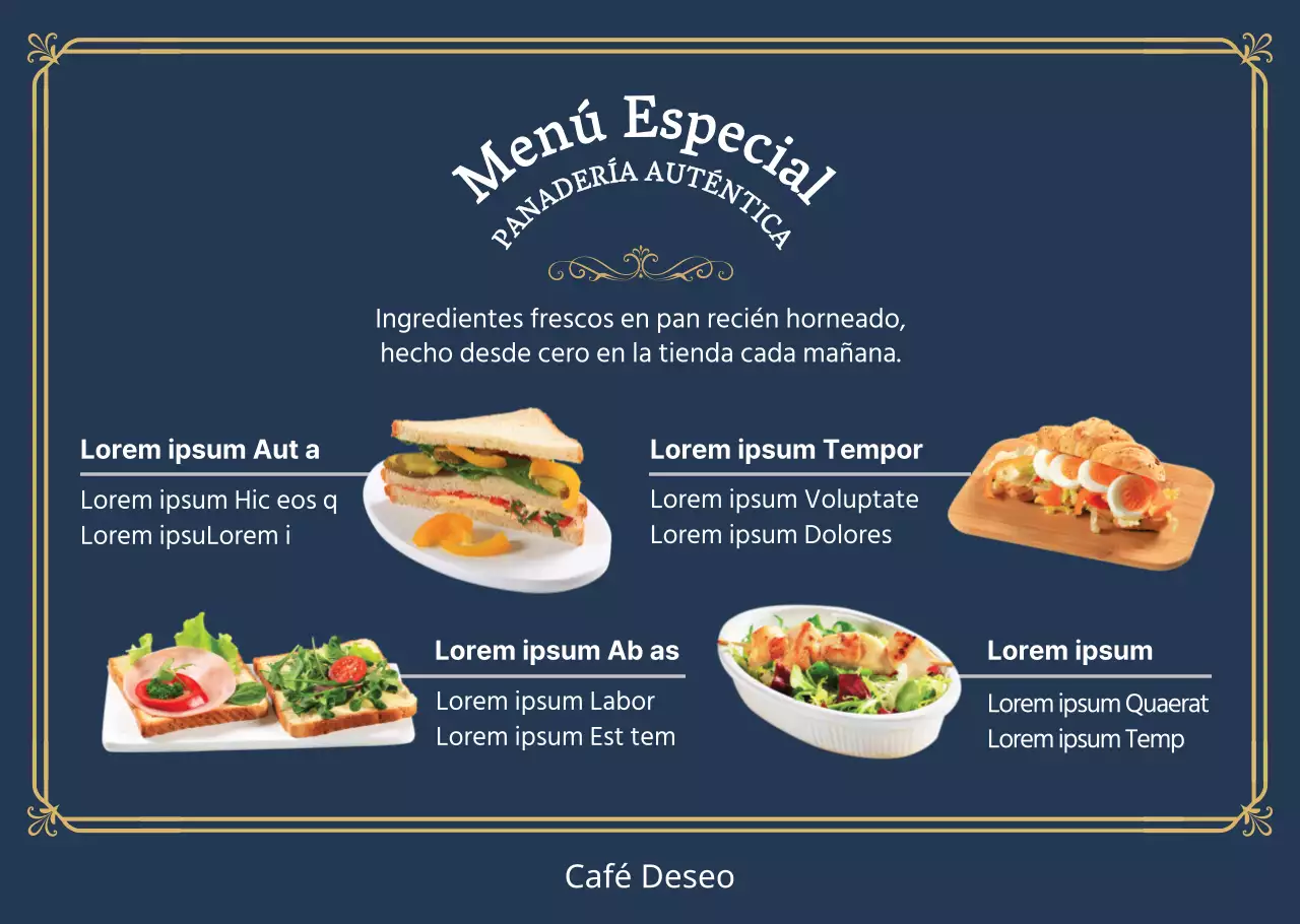 Cartel de menú sencillo para cafetería brunch Papel transparente para restaurante