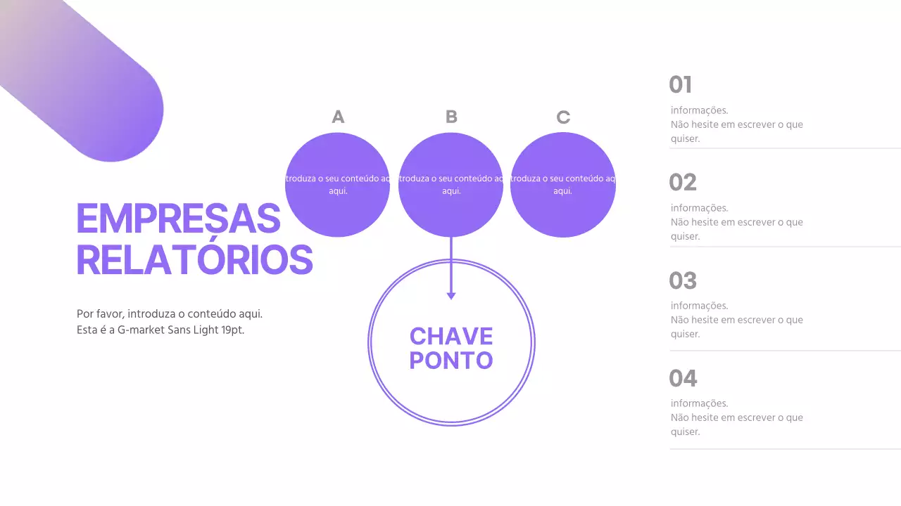 Palavras-chave circulares com um gradiente púrpura
