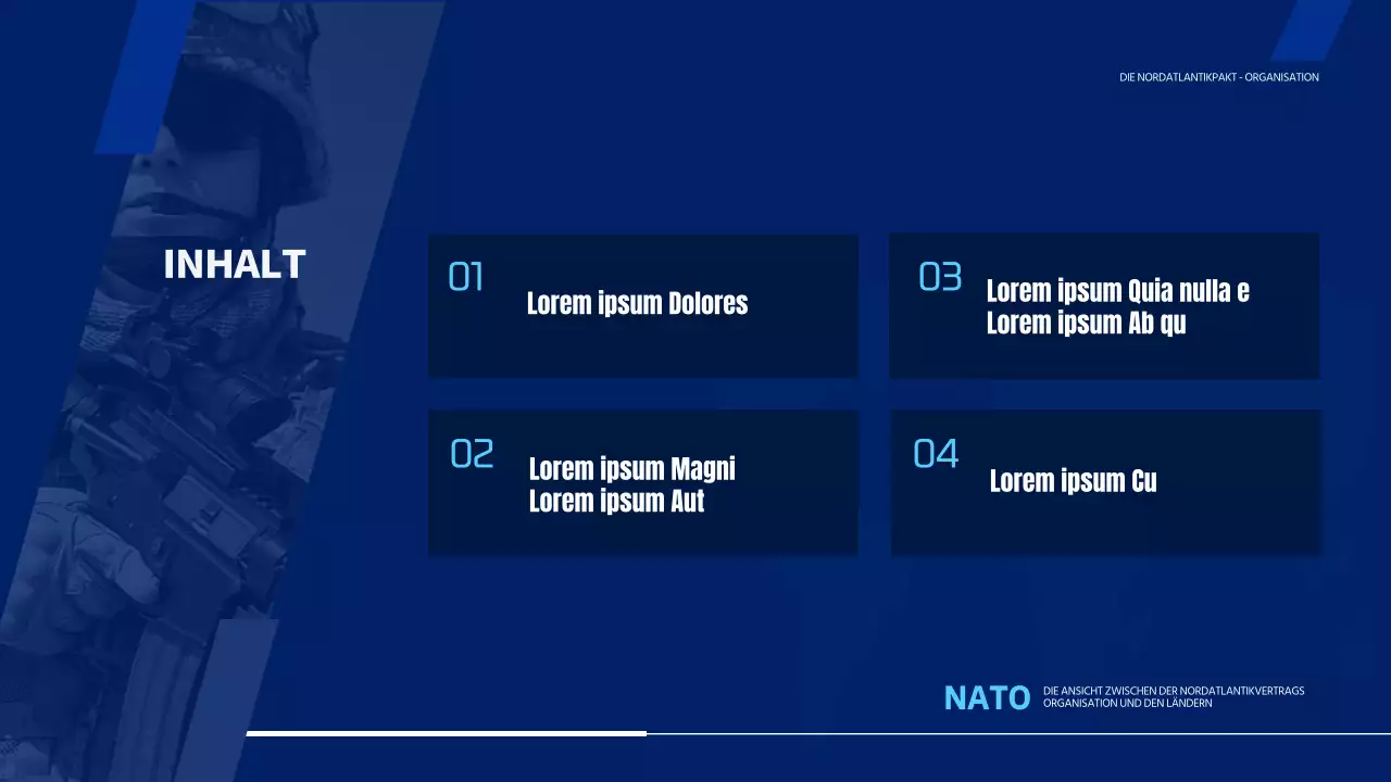 Einfache Darstellung der Nordatlantikvertragsorganisation in Blau