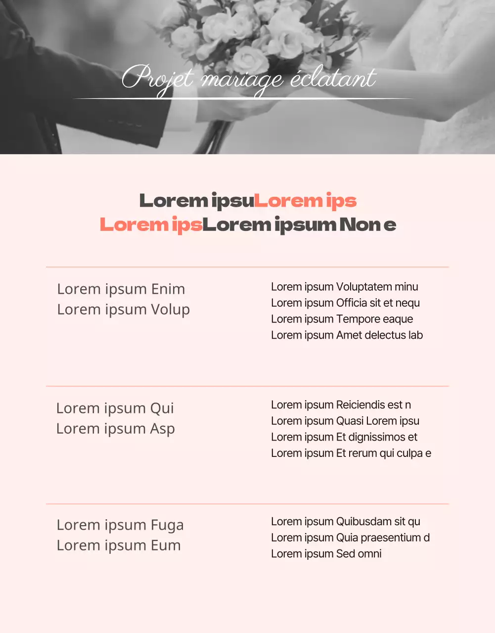 Soins luxueux pour le mariage en pêche rose (page de détail)