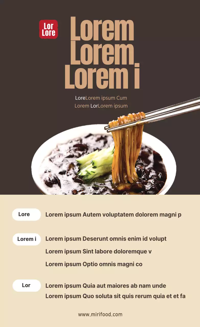 Marrón Jjajangmyeon Foto Restaurante Chino Kit de Comida Receta Pegatina