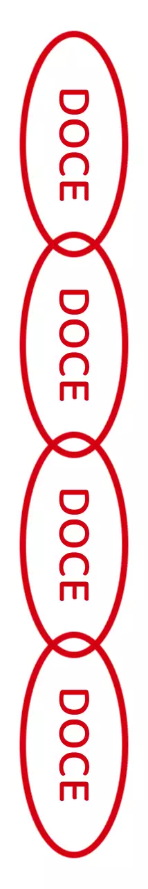 Uma combinação simples de formas e texto a vermelho com repetição Style Cafe