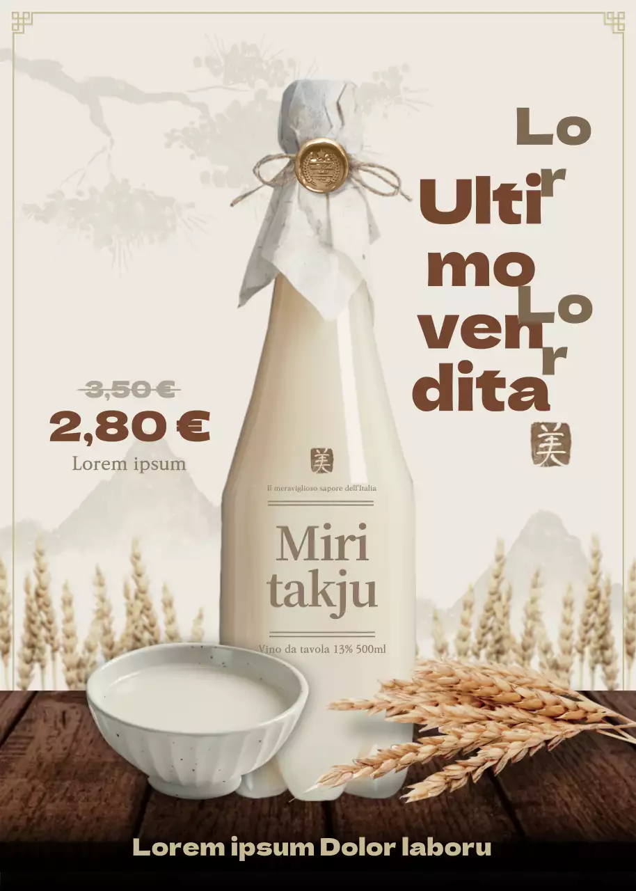 Vino di riso tradizionale beige scontato (takju)