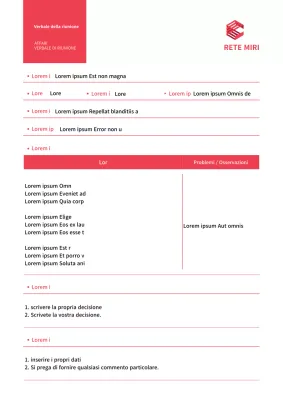 Verbale di riunione semplice in rosso