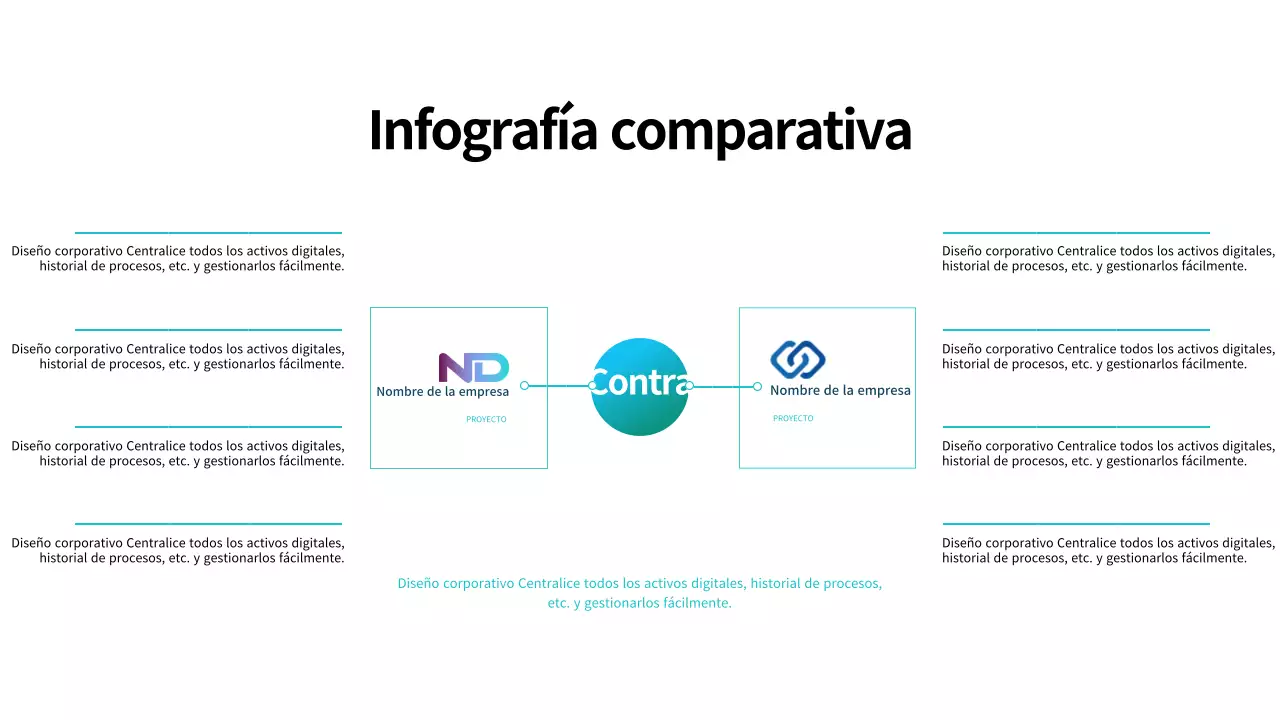Sencilla infografía comparativa de empresas azules