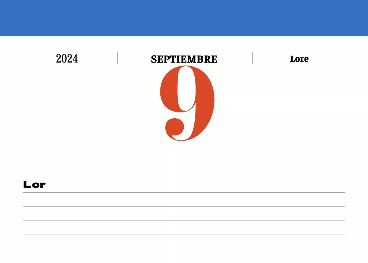 Calendario nostálgico de concepto retro en rojo y azul