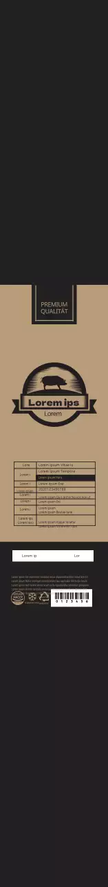 Schwarzes einfaches Icon Schweinebauch-Etikett