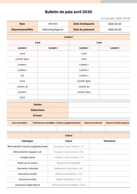 Formatage des fiches de paie en orange