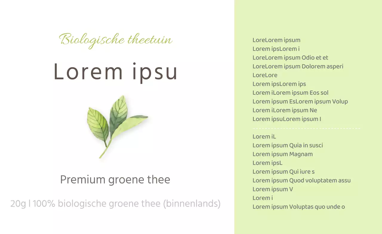 Eenvoudige groene thee sticker in lichtgroen