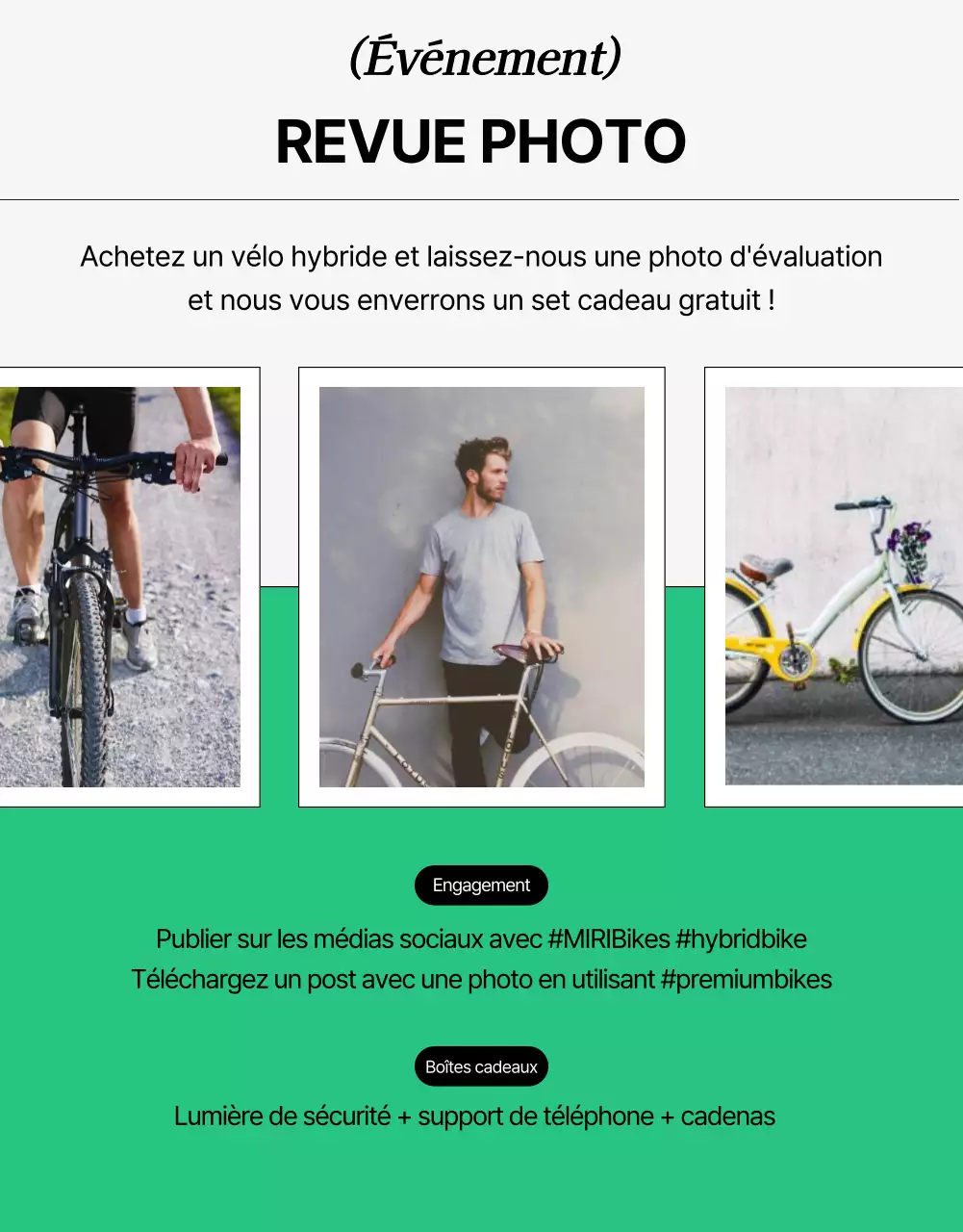 Manifestation cycliste sur fond gris et lignes épurées