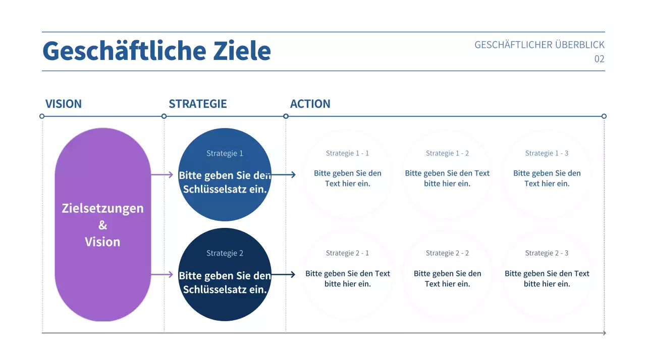 Businessplan-Präsentation mit einem lila und blauen Farbverlauf Konzept