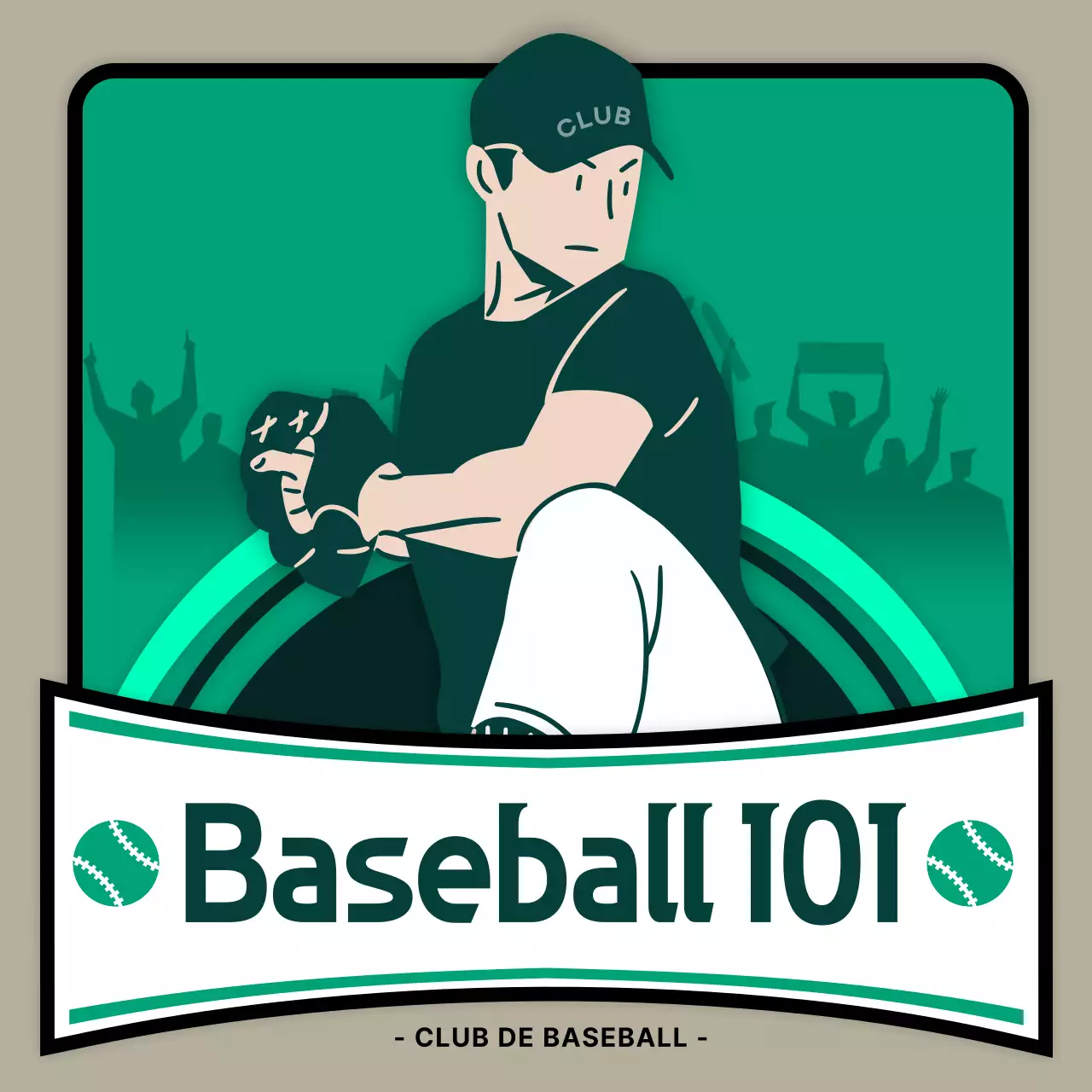 Beige Turquoise Modern Baseball Information