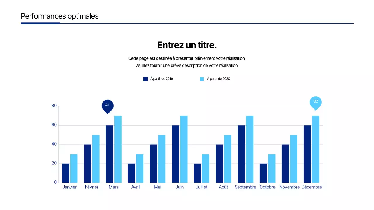 Graphique à barres comparatif des concepts d'entreprise en bleu et bleu clair