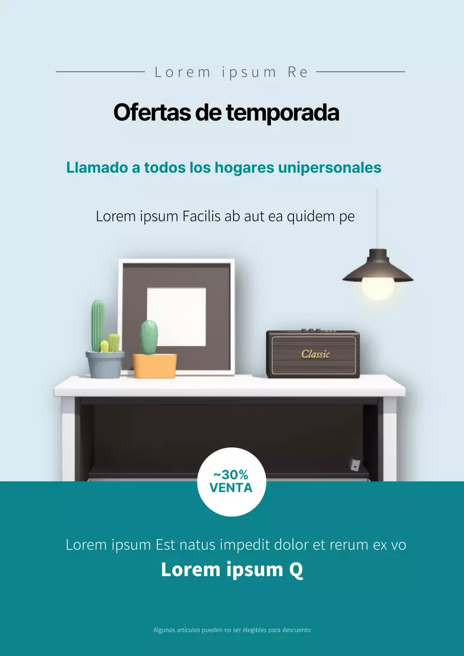 Promocione un evento con fotografía azul y mobiliario limpio