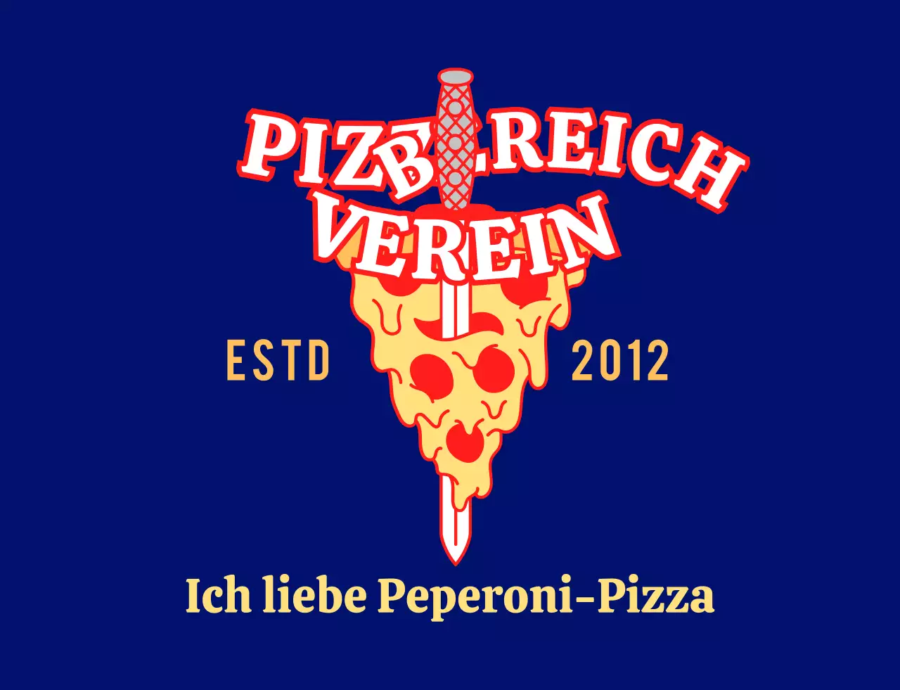 Ein hipper Pizzeria-Mitarbeiter in Rot und Gelb