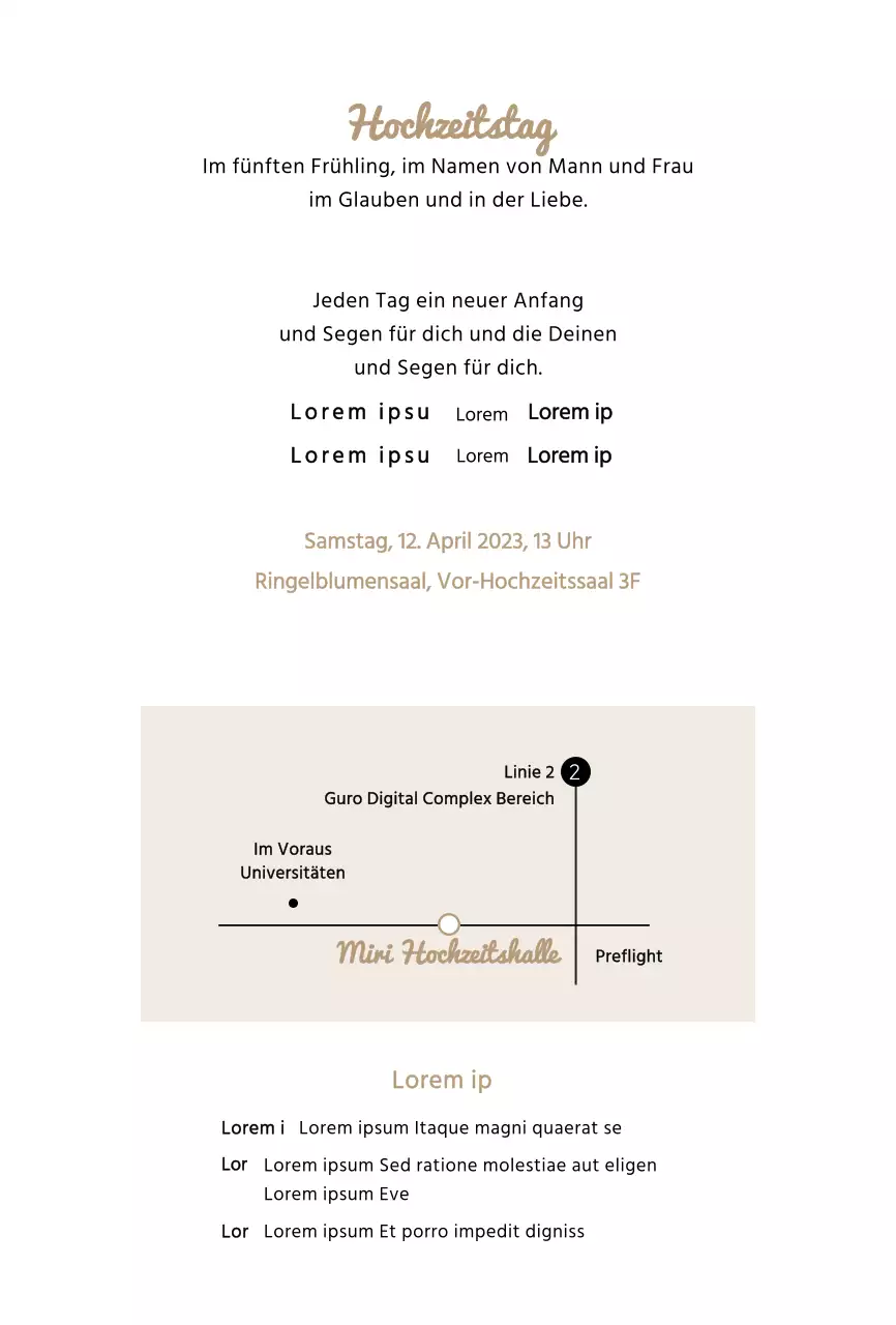 Schlichte zweiteilige Hochzeitseinladung mit Bildrahmen in Beige und Schwarz