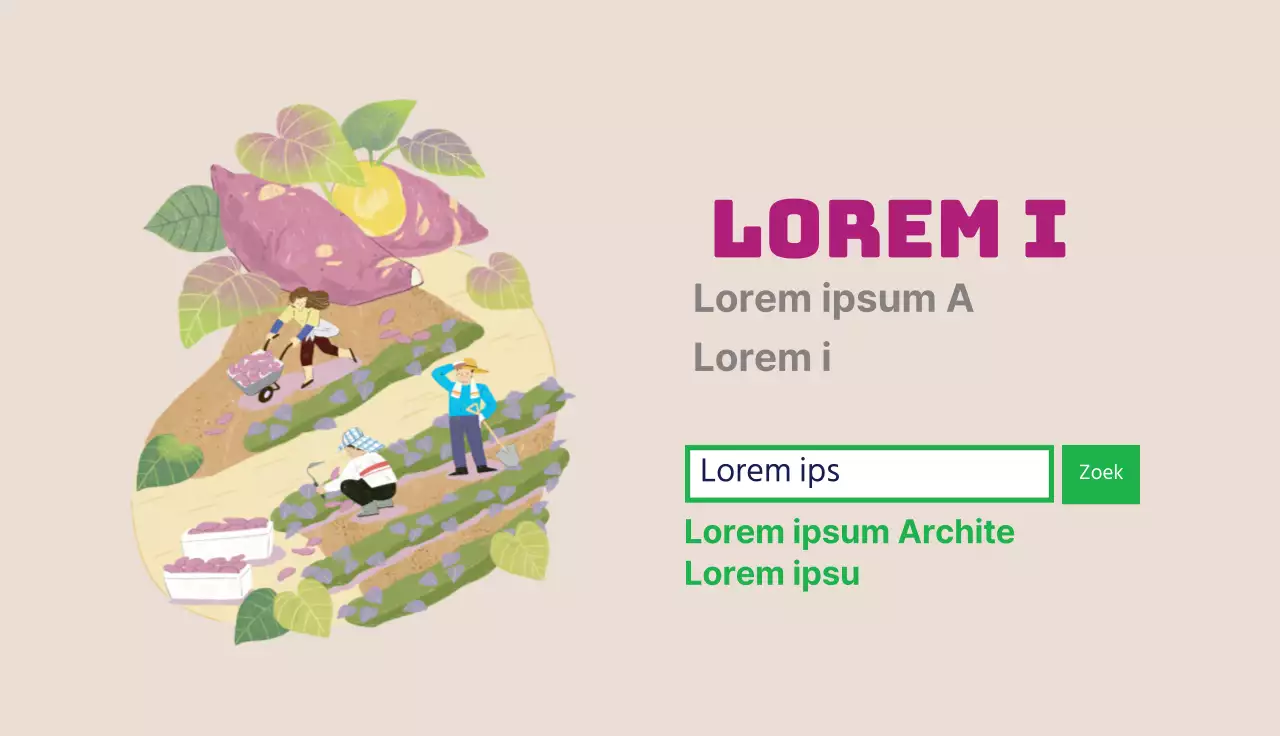 Schattige boerderij met roze illustraties