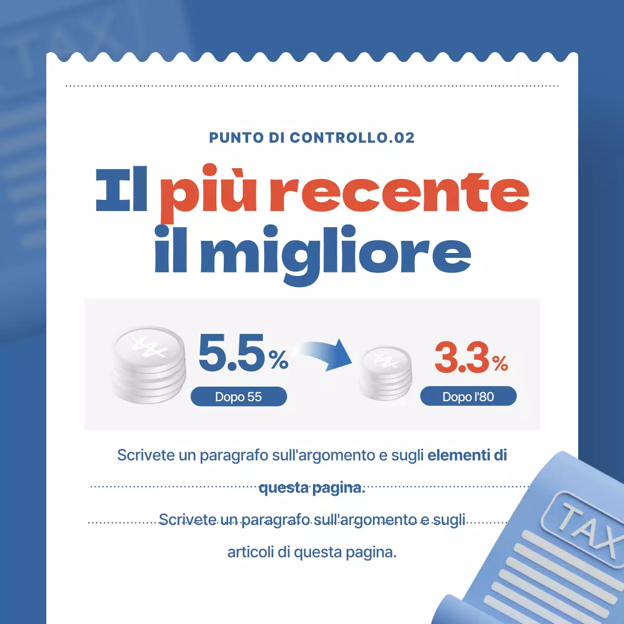 Concetto di ricevuta blu e rossa Ricevuta della pensione Consigli per il risparmio fiscale