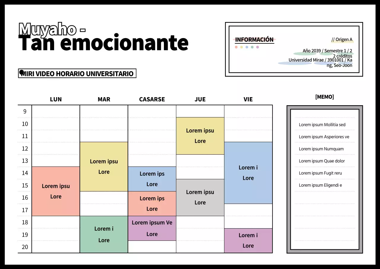 Un concepto limpio de horario en blanco y negro