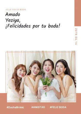 Un concepto de celebración de boda con clase con fotos de mujeres vestidas de marrón y rosa