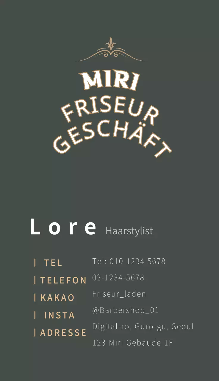 Grüne Visitenkarte eines Friseursalons