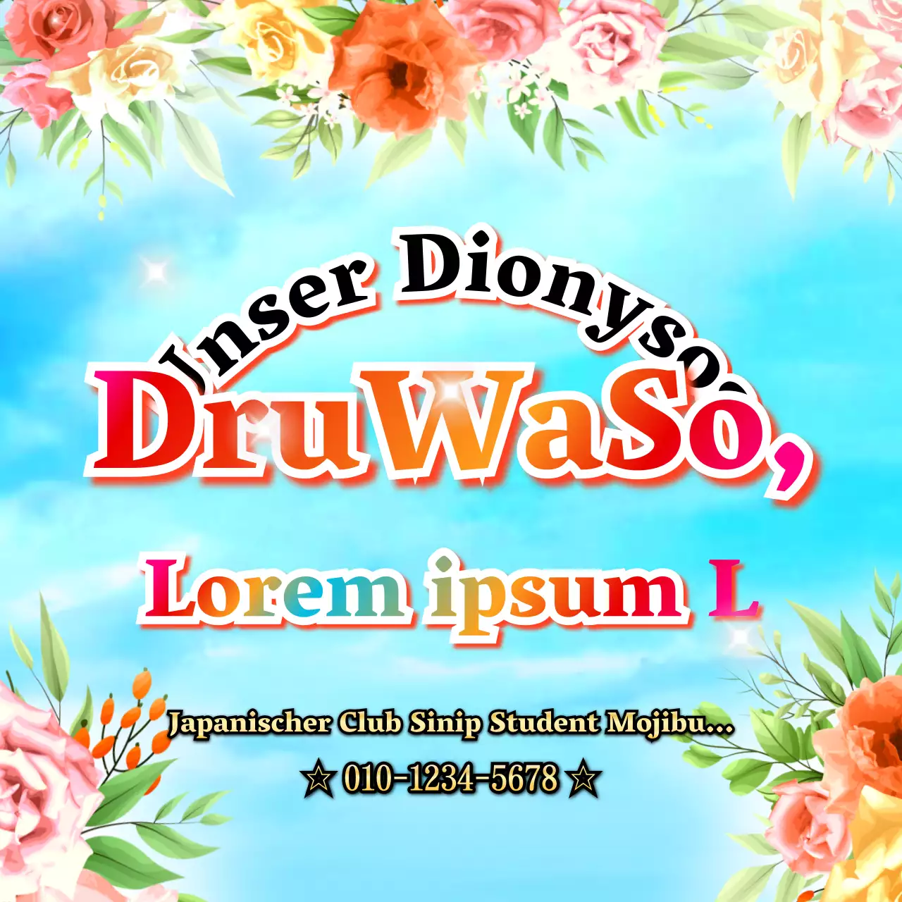 Mehrfarbiger Farbverlauf im Meme-Stil, Flyer zur Clubwerbung