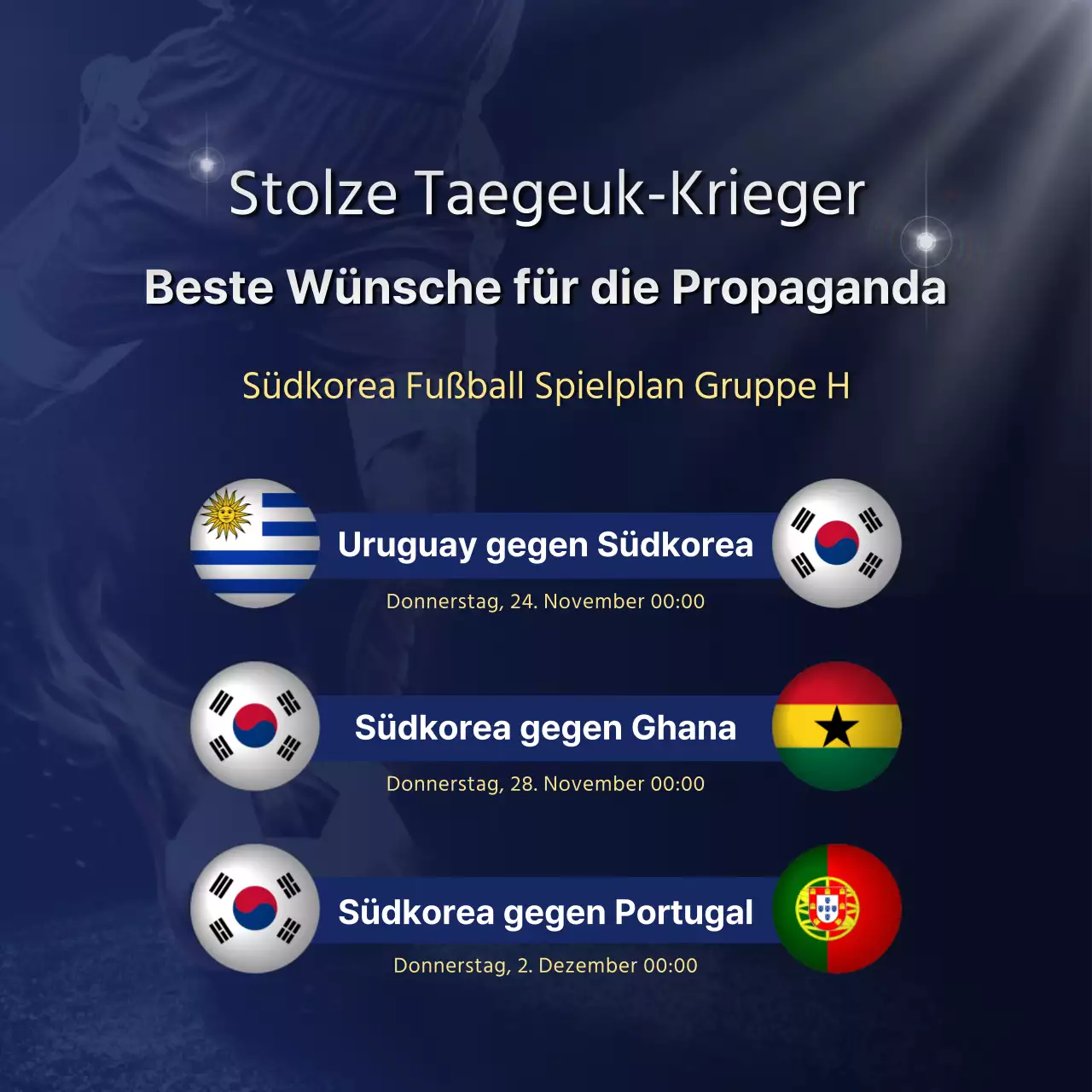 Inhalt des Fußballspielplans mit einem dynamischen blauen Farbschema