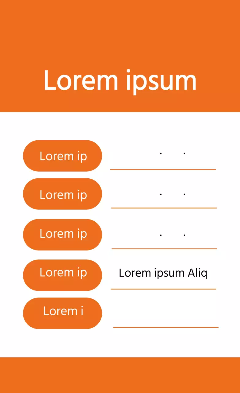Klare Lebensmittelkennzeichnung mit orangefarbenen Abbildungen