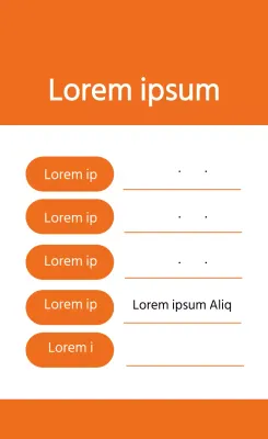 Klare Lebensmittelkennzeichnung mit orangefarbenen Abbildungen