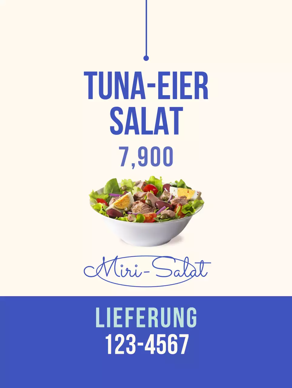 Banner für frische Lebensmittel in Blau und Beige