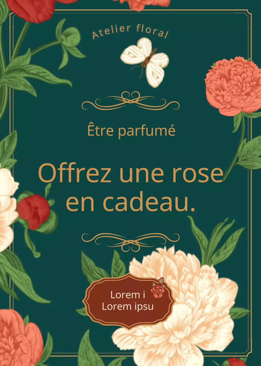 Promotion du passage à l'âge adulte avec une illustration de rose vintage verte