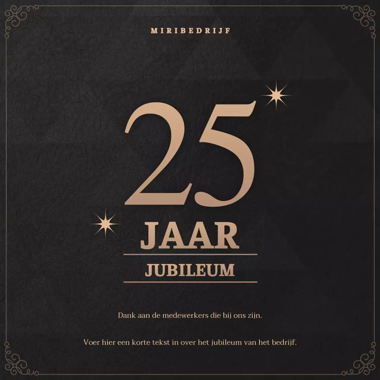 Een eenvoudig bedrijfsjubileum in zwart en goud