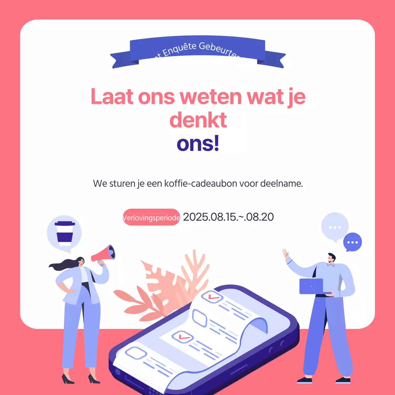 Roze en blauwe cheque illustratie enquête-evenement