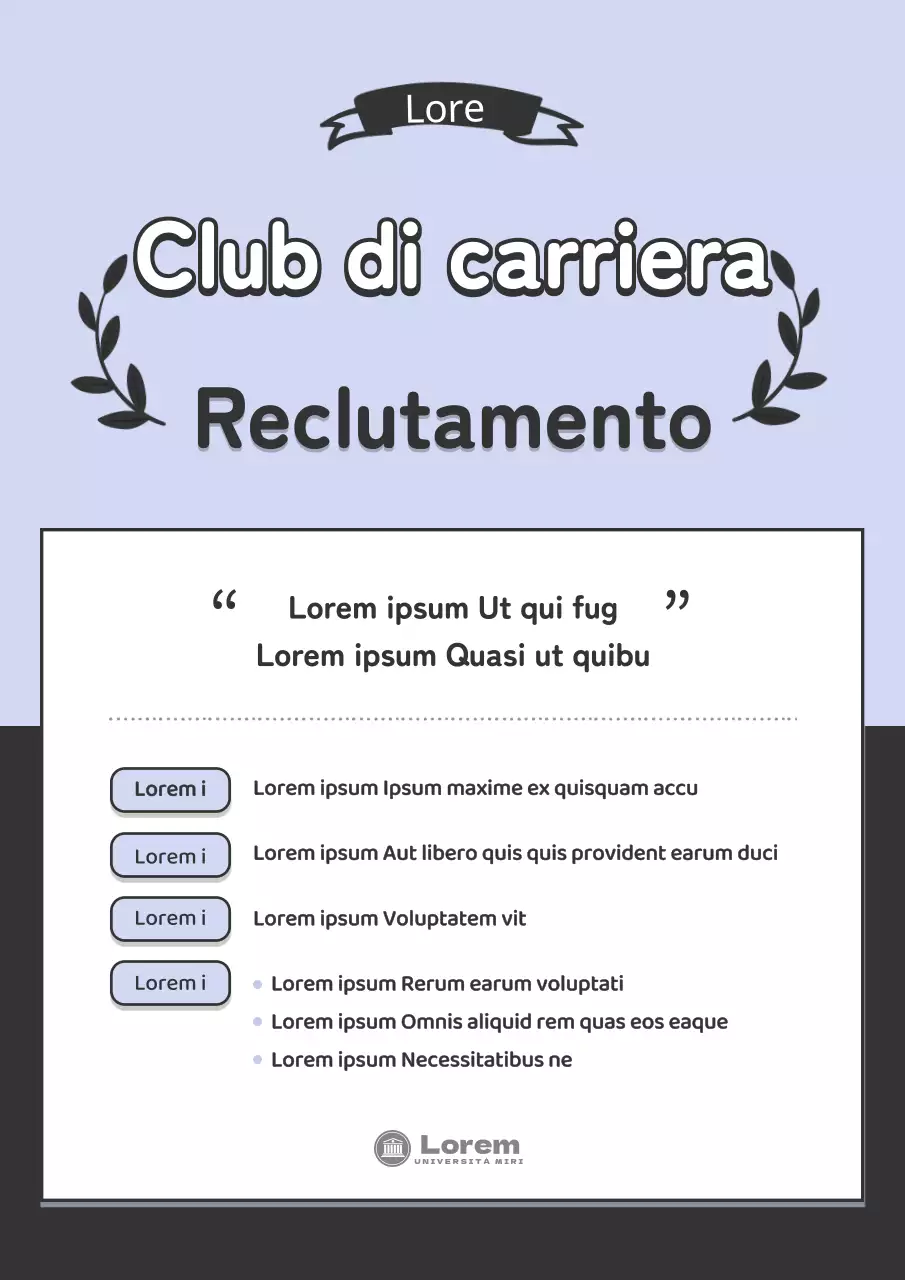 Annuncio di reclutamento del club malva e nero