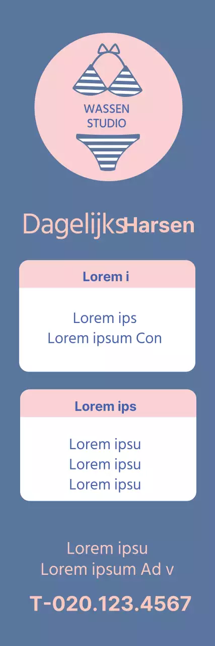 Roze en blauwe illustratie om een schone waxshop te promoten