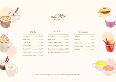 Geïllustreerd café menu