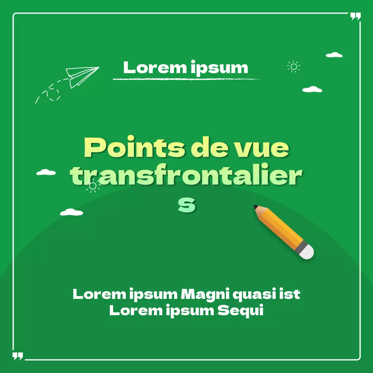 Vues transfrontalières en vert et jaune CardNews
