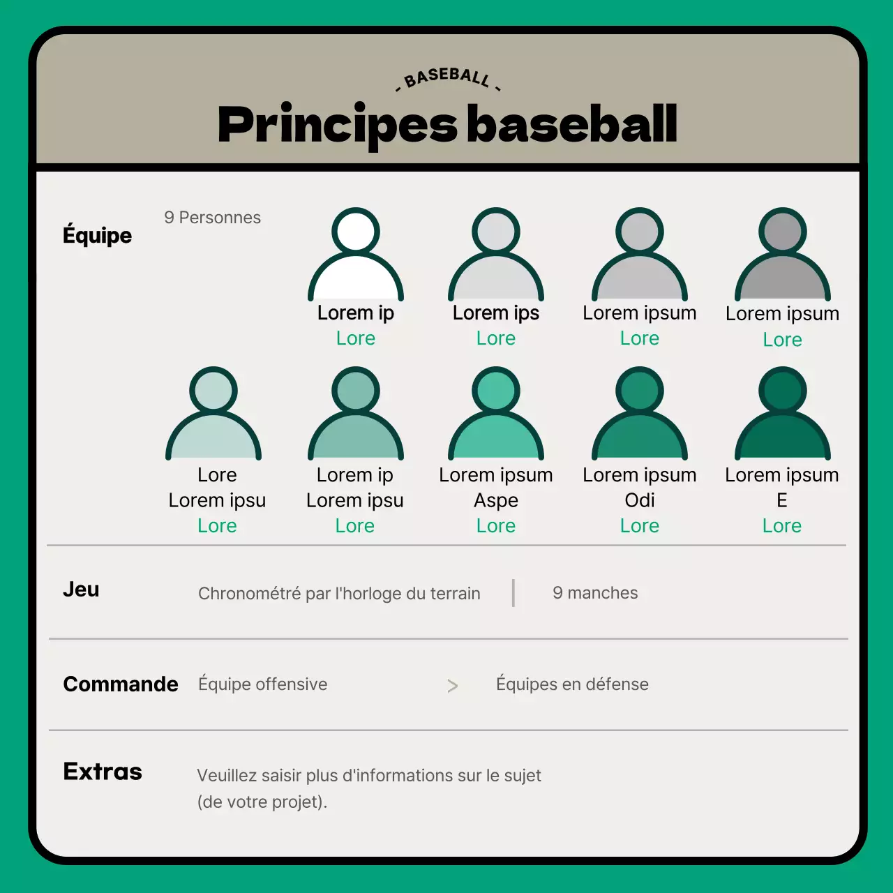 Beige Turquoise Modern Baseball Information