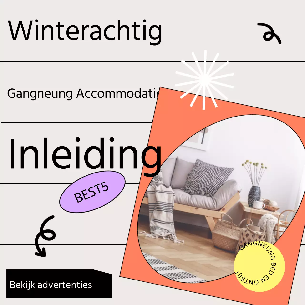 Advertenties met een oranje-grijs dagboekthema