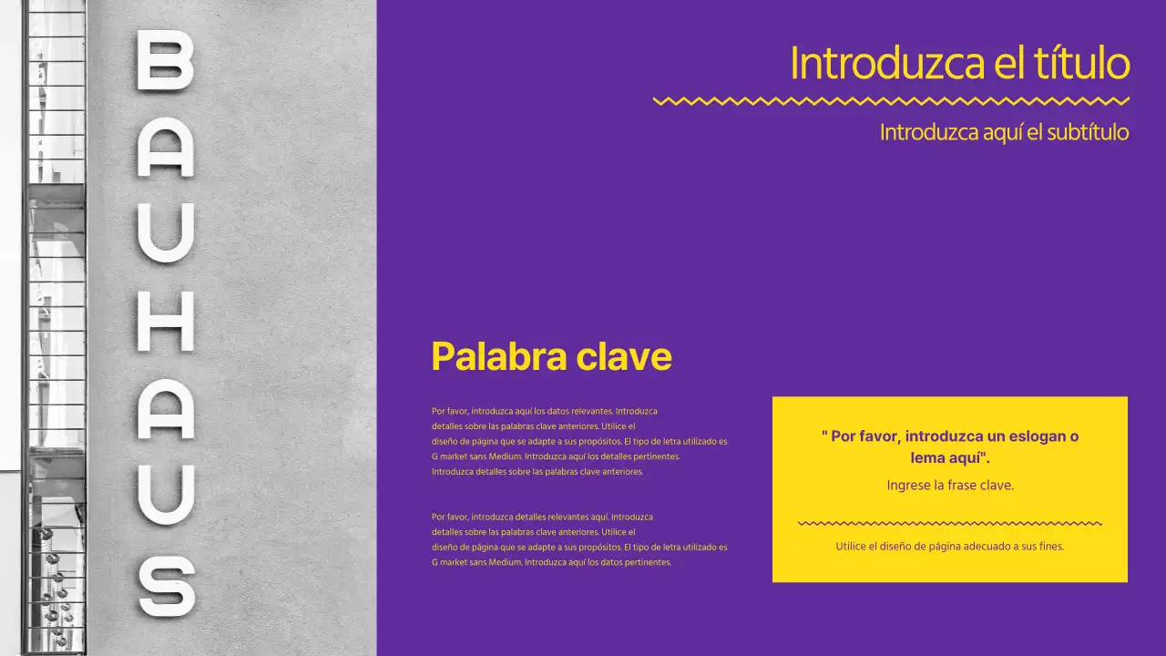 Una presentación fuerte y limpia en amarillo y morado