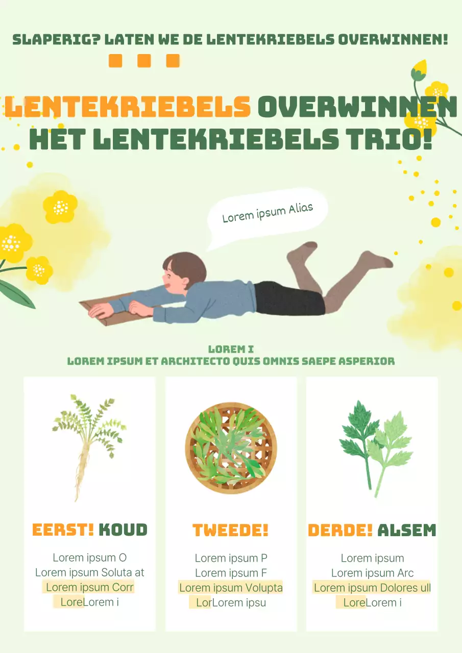 Versla de lentekriebels met deze frisse, groene aquarelillustratieconcepten
